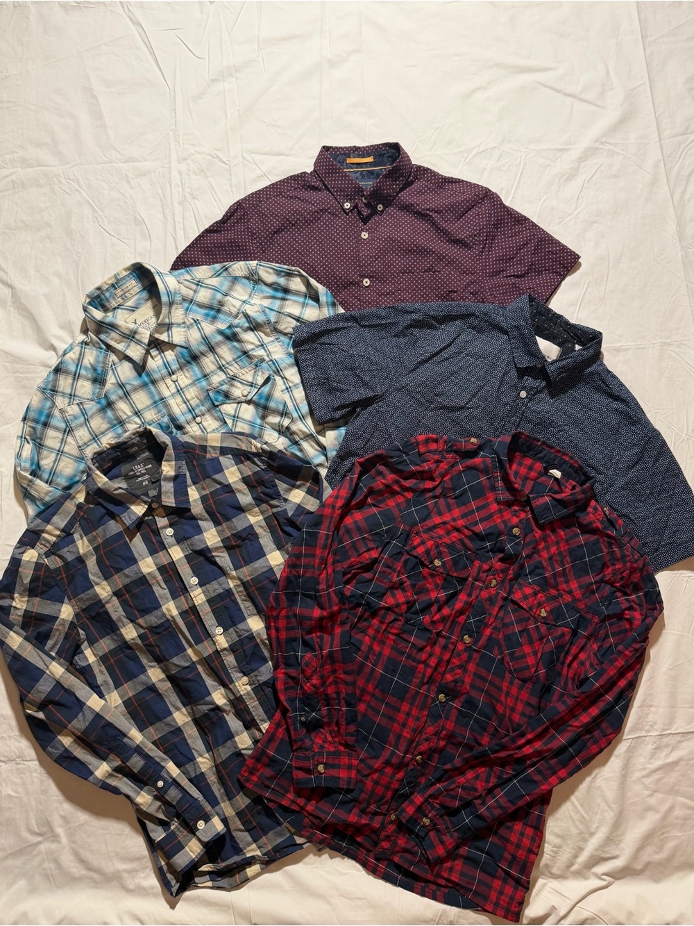 Men’s size S Mixed Brand Lot Button Down Shirts Long and Short Sleeve